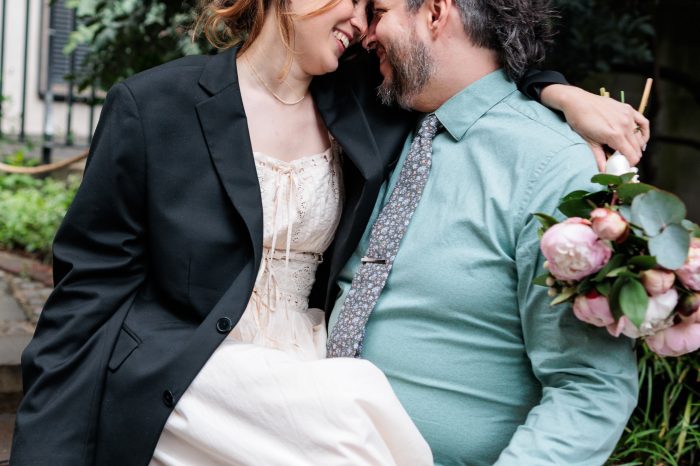 An intimate elopement among the ivy-covered ruins of St Dunstan in the East. Fashion-forward, documentary-style destination wedding photography.